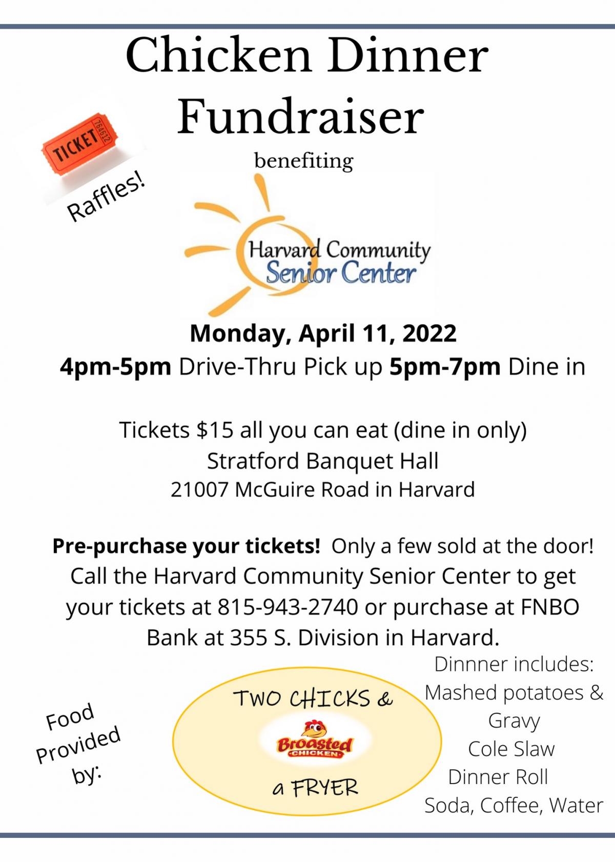 Harvard Comm Sr Center Chicken Dinner Fundraiser | City of Harvard Illinois